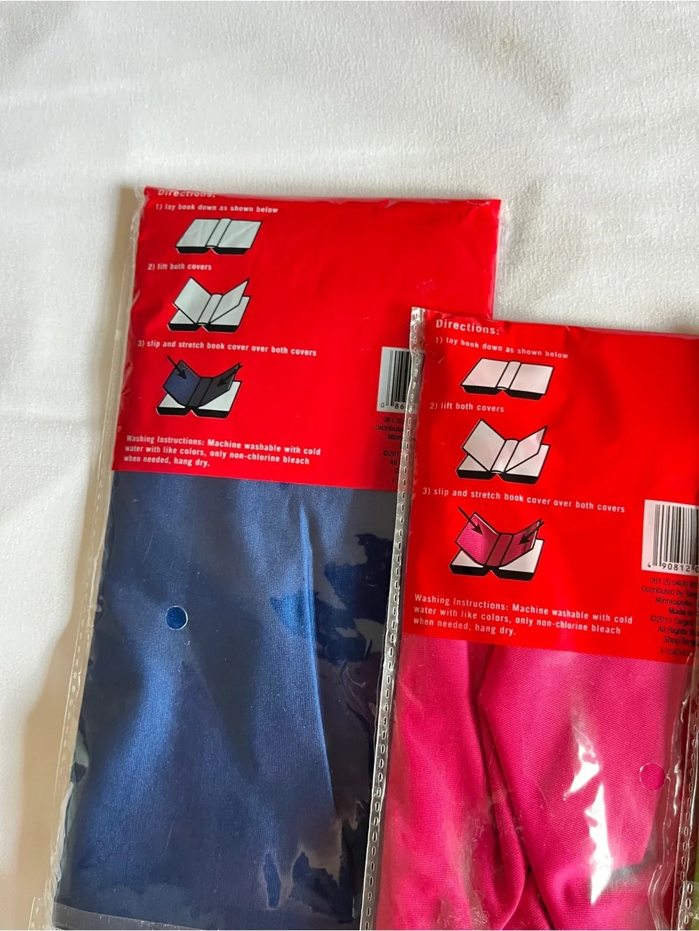 Target Stretchable Bookcover Lot (4) Jumbo & Standard Navy Pink Green Polka Dot